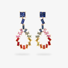 Rainbow Sapphire Baguette Dangle Earring Quiet Luxury Autumn Style