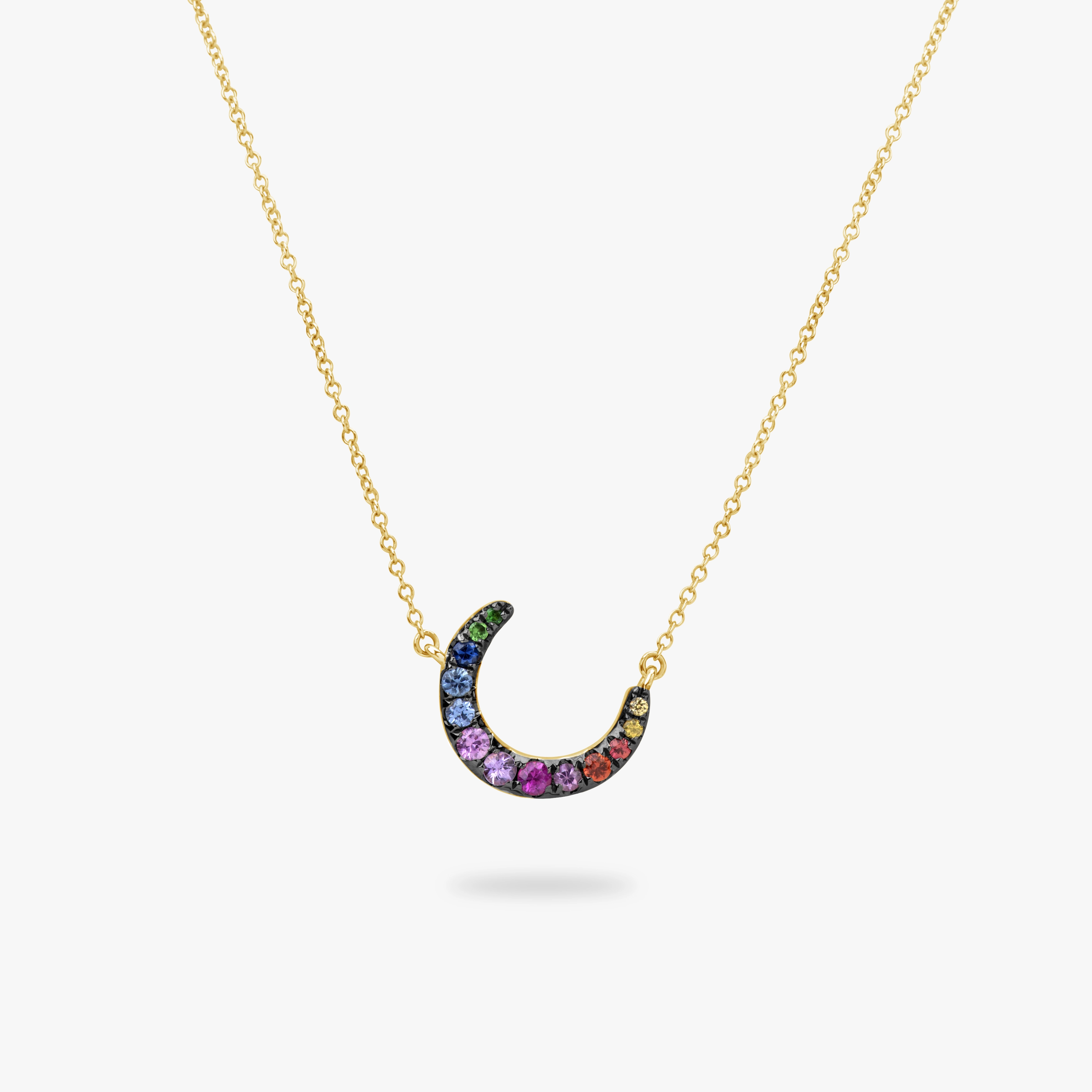 Everyday Pieces Color Match Rainbow Sapphire Moon Pendant Necklace