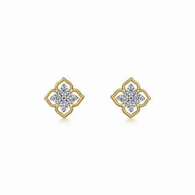Raised-Edge Clover Diamond Studs with Centered Sparkle Minimalist Essential Pearlescent Adornment