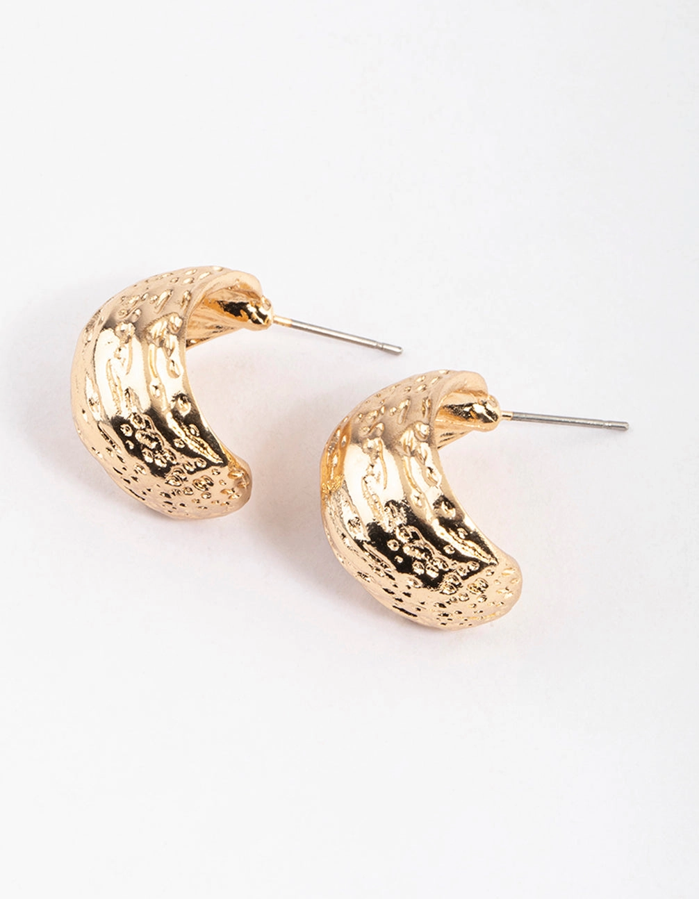 Big Decoration Gold Texture Chubby Huggie Earrings