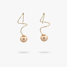 Amare Wear Champagne Swarovski Pearl Earring Sophisticated Aesthetic Wedding Jewelry