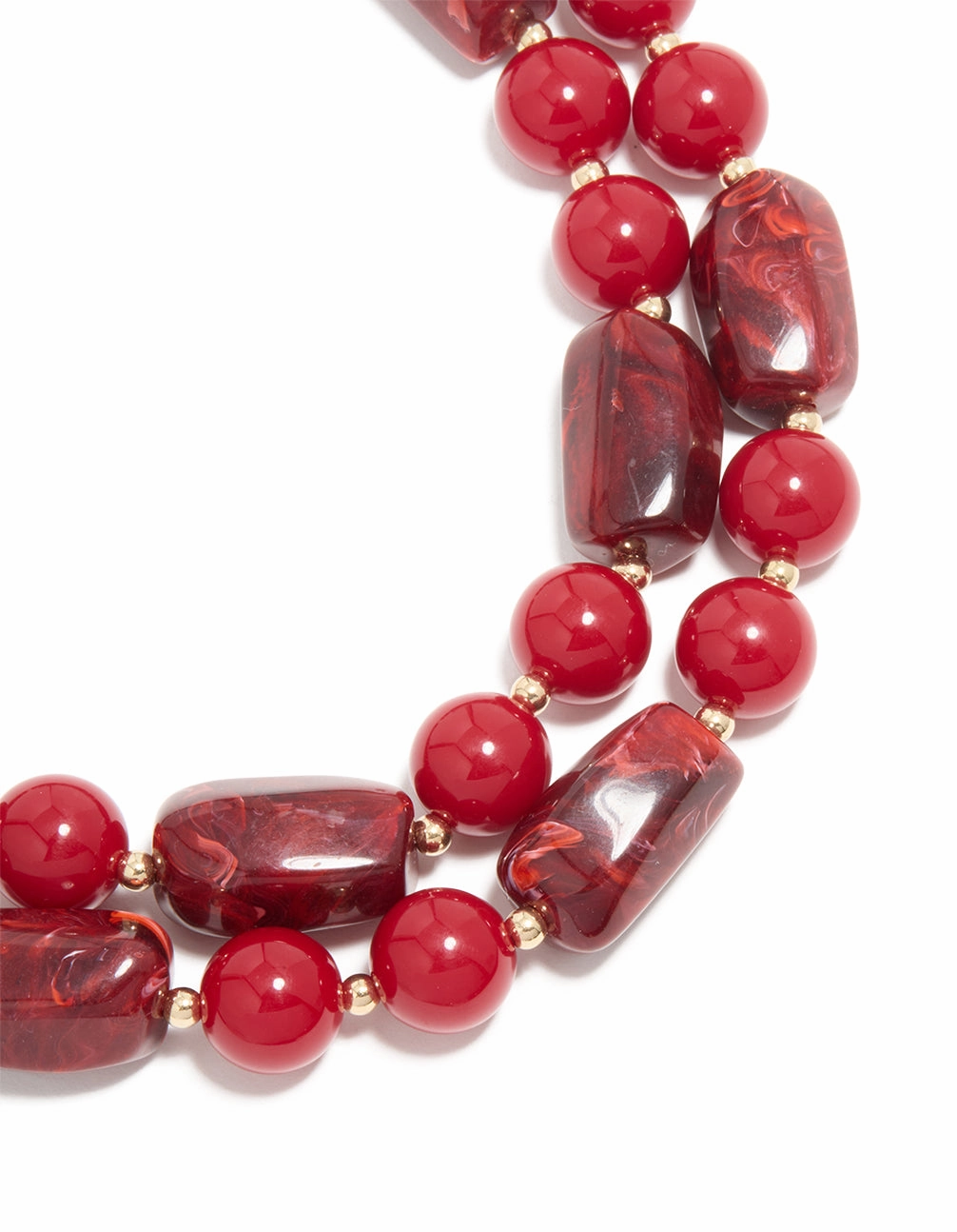 Concert Style Red Acrylic Beaded Layered Necklace