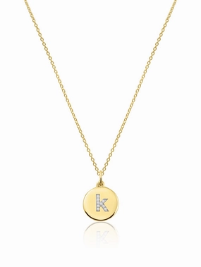 14K Gold Micro pave Diamond Initial Disc Necklace Quiet Moment Fresh Detail