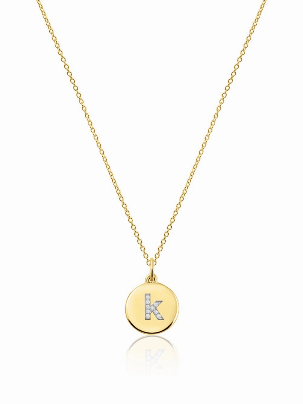 Unique Finish Exquisite Piece 14K Gold Micro pave Diamond Initial Disc Necklace