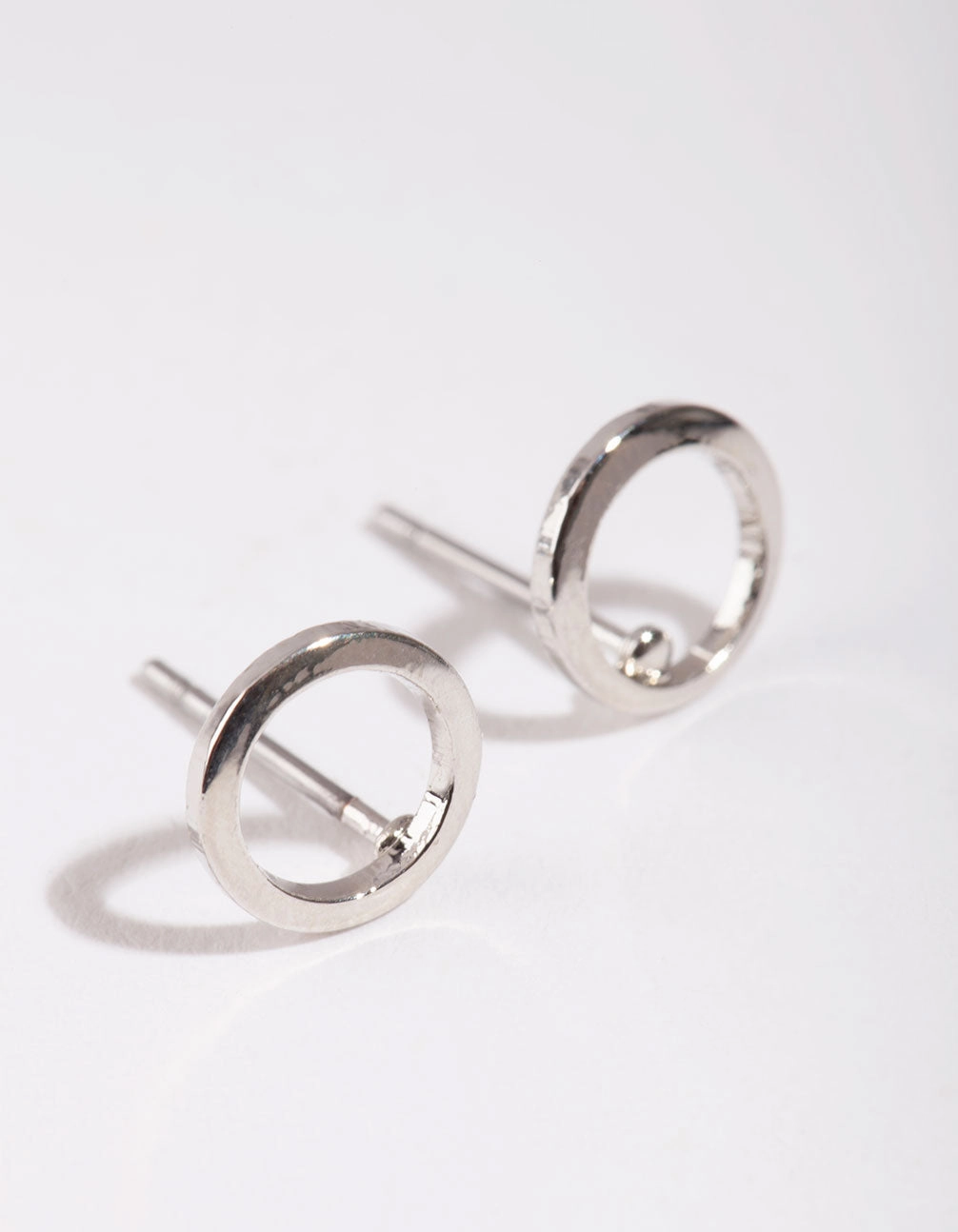 Silver Mini Open Circle Stud Earrings Delicate Creation