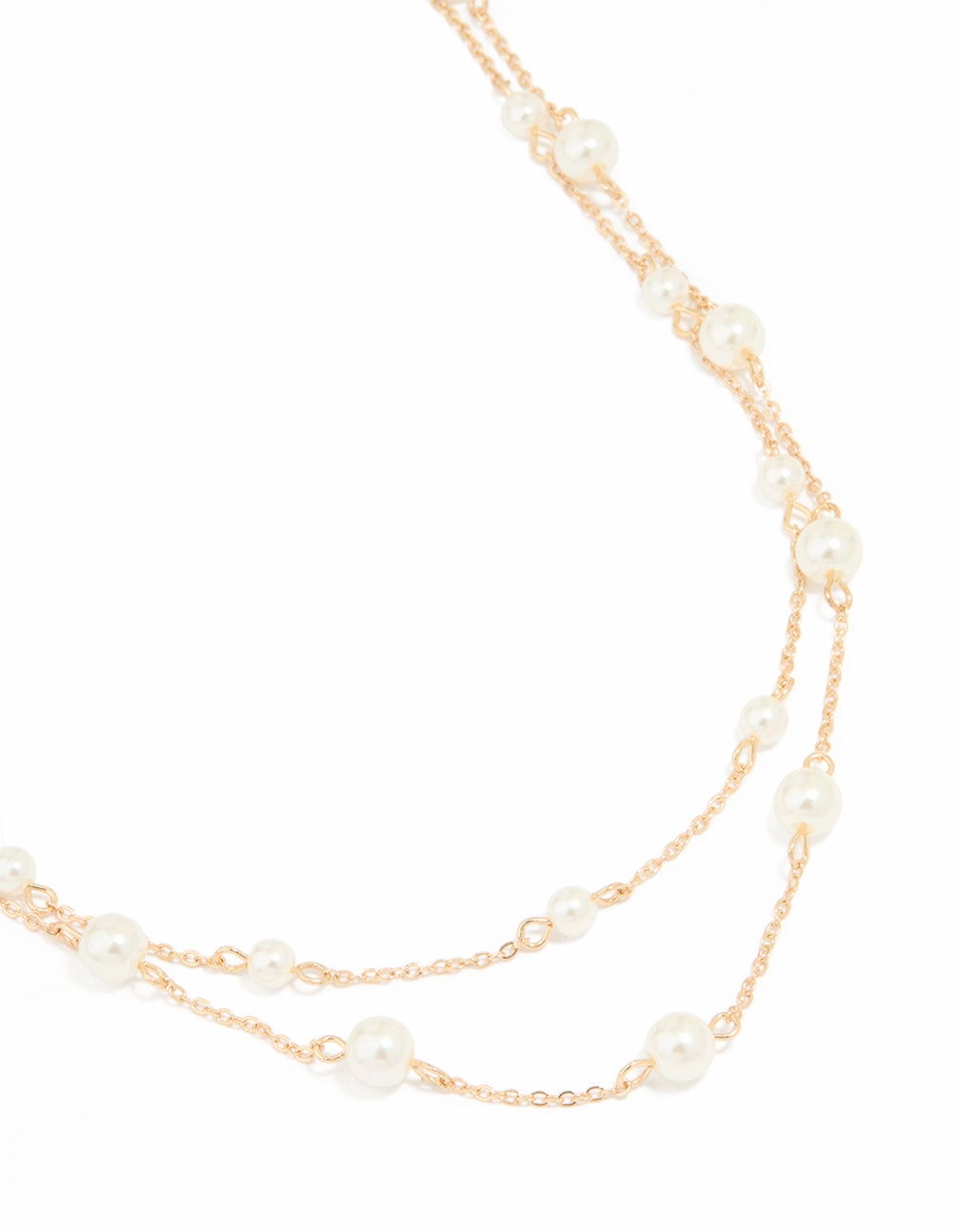 Gold Plated Freshwater Pearl Chain Layered Necklace Weekend Accent