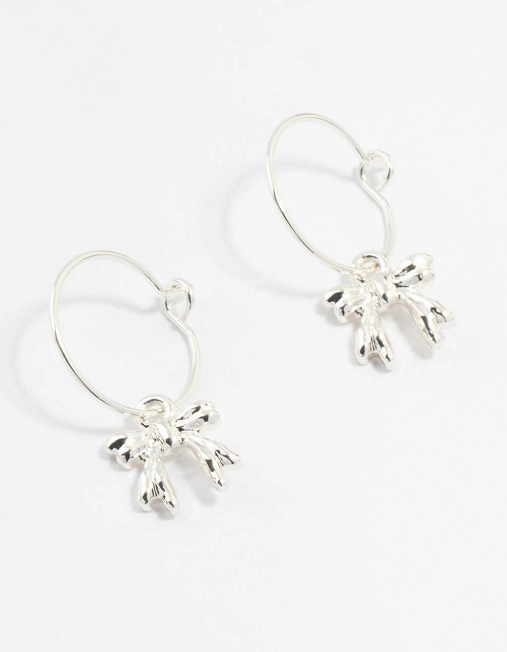 Refined Accent Geometric Decoration Silver Bow Hoop Earrings