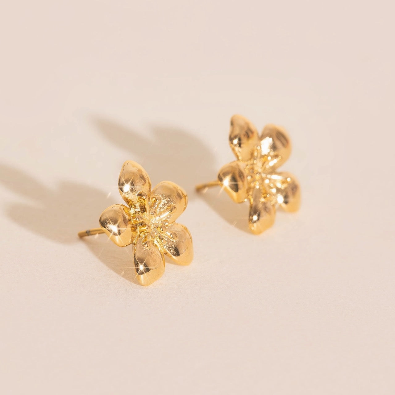 Hibiscus Stud Earrings Crafted Accent Flat Shot
