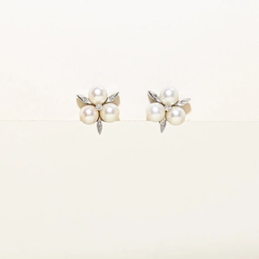 Pearl & Diamond Clip On Earrings | 0.15ctw Dazzling Touch Fashion Spark
