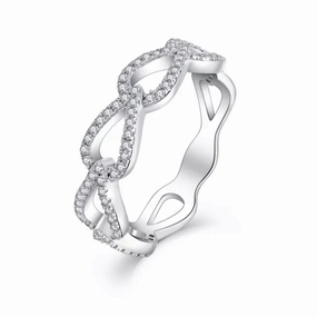 Trendy Art Sterling Silver Micropave Teardrop Shaped Links CZ Ring