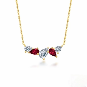 Perfect Design Mature Taste Sterling Silver Multi Pear Shaped Stones on Chain Necklace