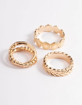 HighEnd Token Wedding Favor Gold Disc Band & Plain Ring Pack