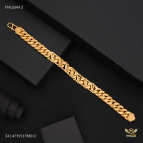 Memorable Trip Shini Squar Pokal Gold Plated Bracelet  for Men - FMGB443