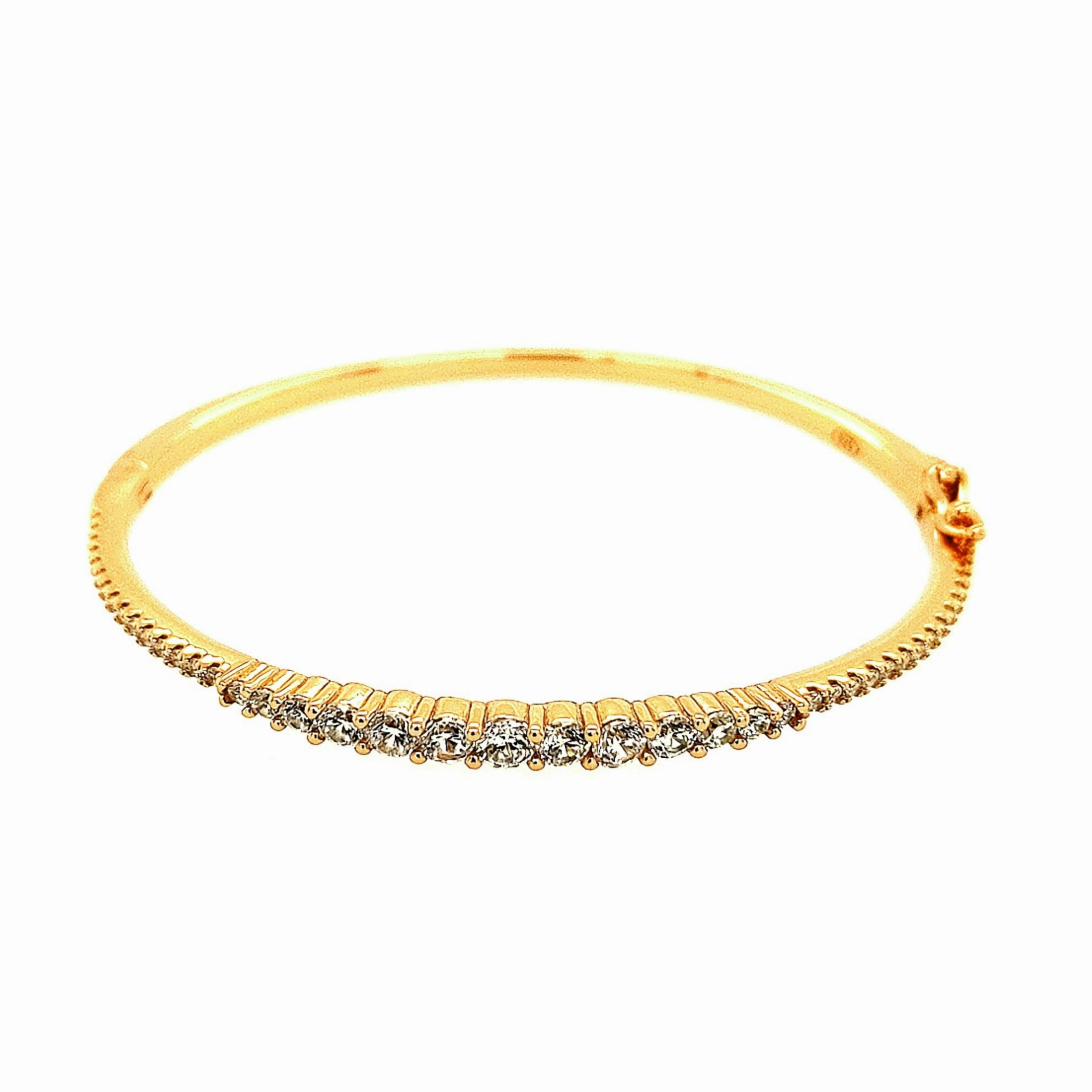 Rhodium / Gold / Rose Gold Plated Sterling Silver CZ Bangle Bracelet Suburban Charm Principal Adornment