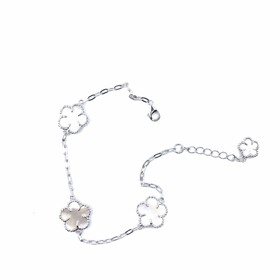 Magical touch Rhodium / Gold Plated Sterling Silver Mother of Pearl Flower Bracelet