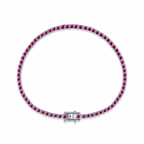 Improve With Age Individual Flair Rhodium Plated Sterling Silver Colorful CZ Tennis Bracelet