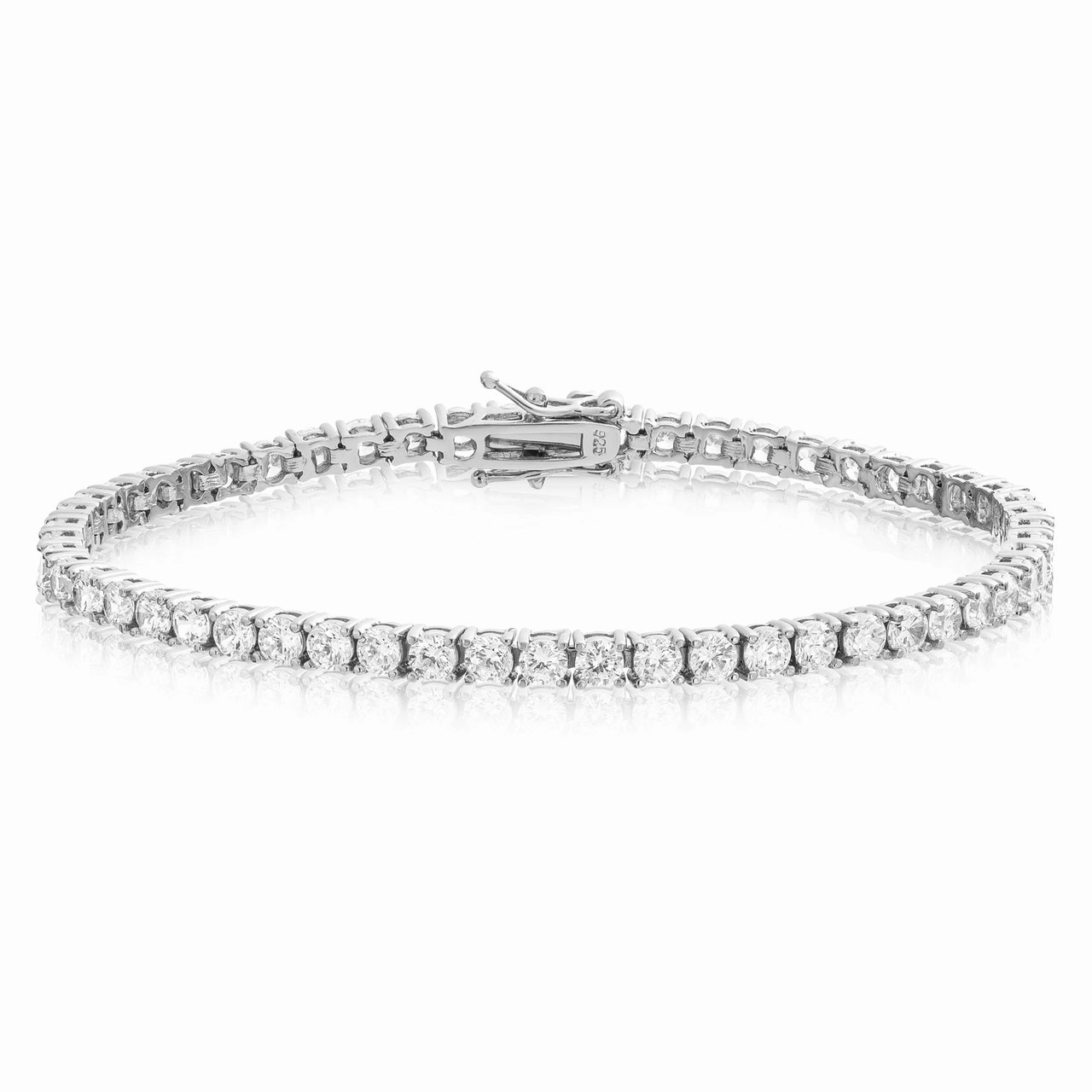 Blessed Recognition Rhodium Plated Sterling Silver CZ Tennis Bracelet