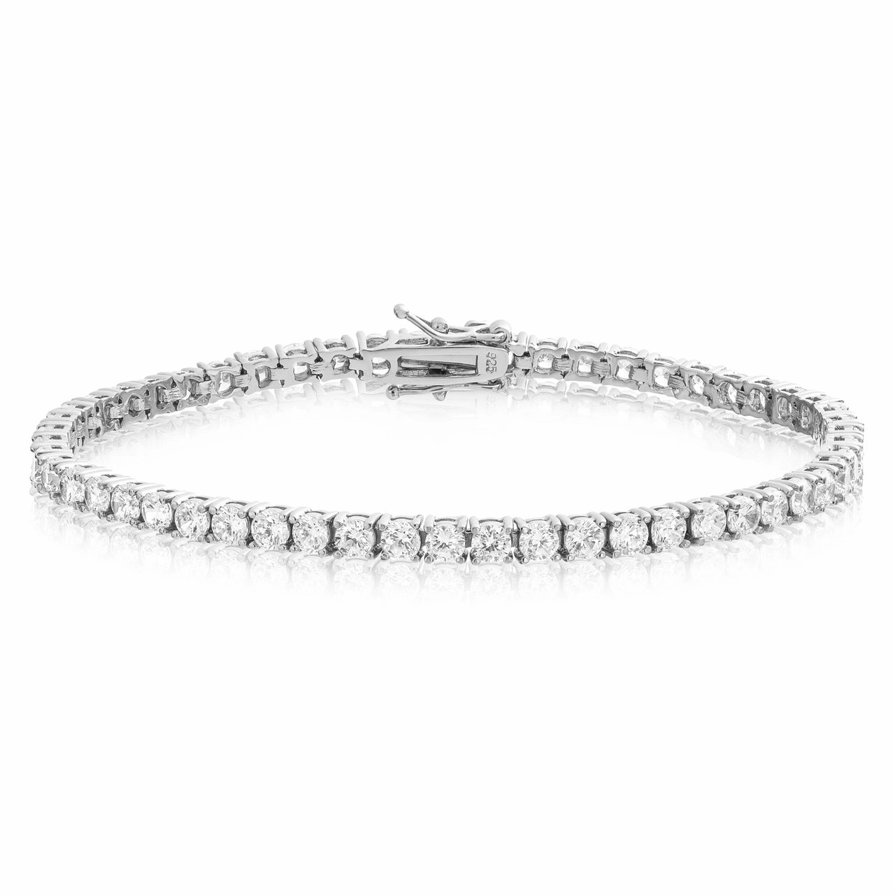 Rhodium Plated Sterling Silver CZ Tennis Bracelet Easy Amalgamations