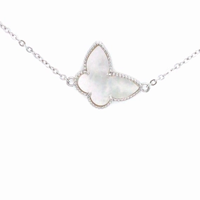 Instant gratification Complete Amalgamations Rhodium Plated Sterling Silver Mother of Pearl Butterfly Bracelet
