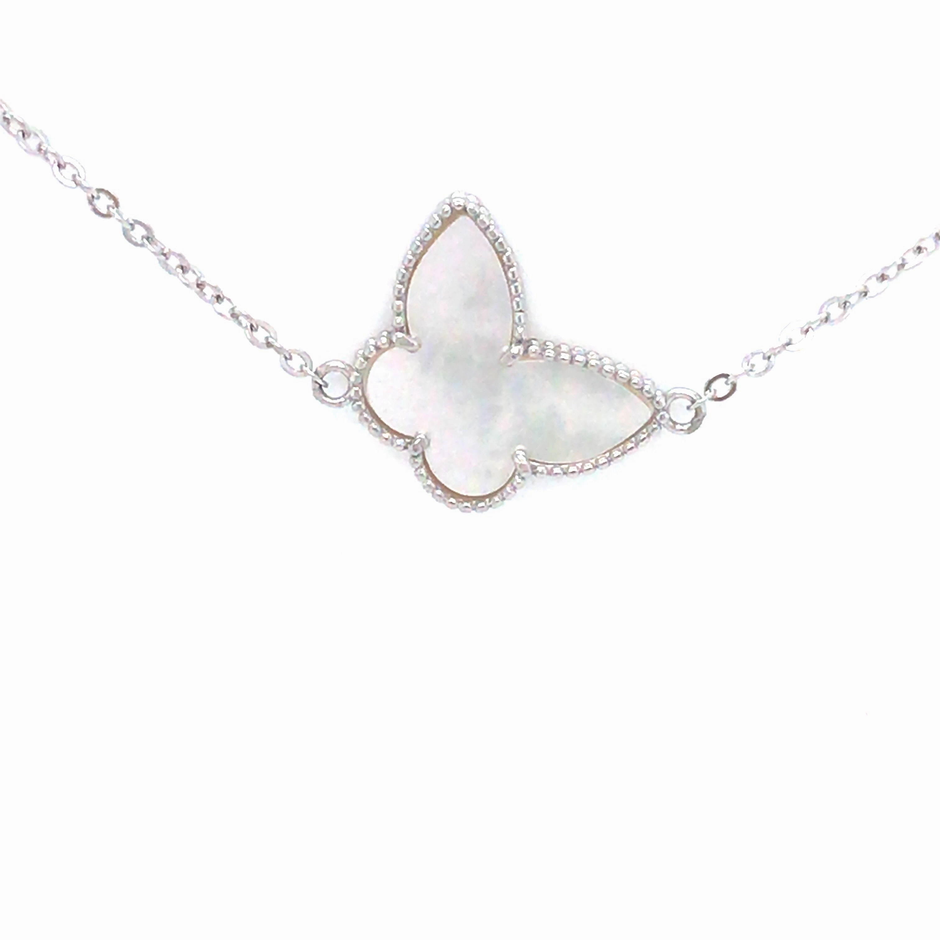 Instant gratification Complete Amalgamations Rhodium Plated Sterling Silver Mother of Pearl Butterfly Bracelet