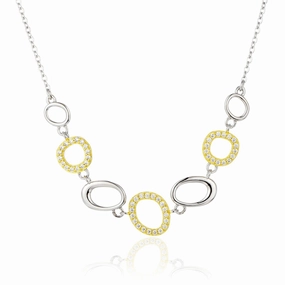 luxury item Always Piece Rhodium Plated/Two Tone Sterling Silver Micropave Natural Shape CZ Necklace