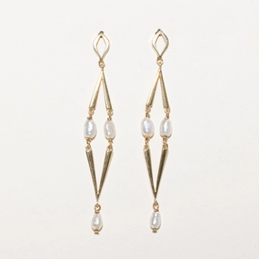 Rice Pearl Dangle Earrings Natural Elements