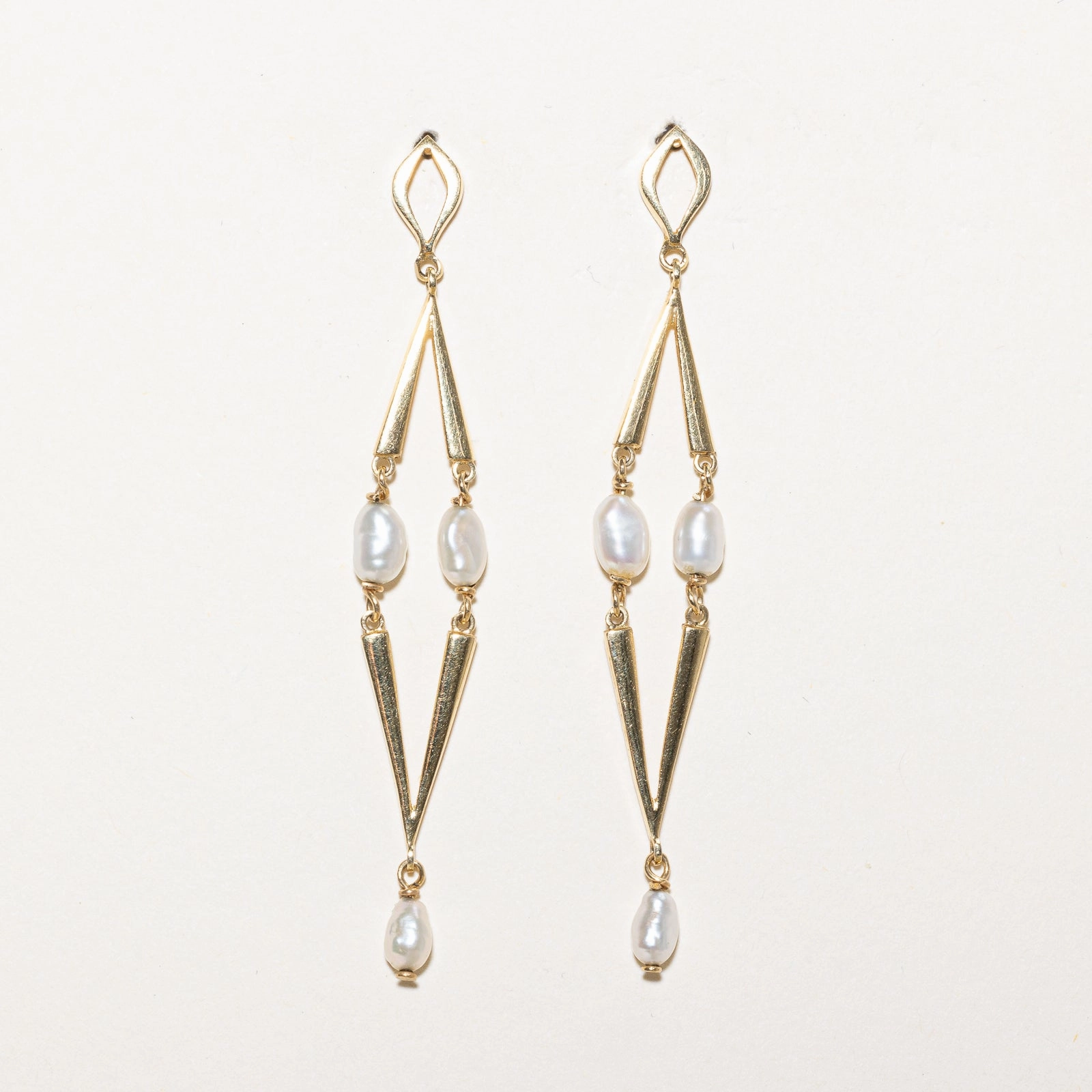 Rice Pearl Dangle Earrings Natural Elements