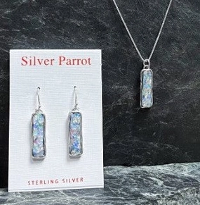 Modern Look Music Festival Roman Glass Set In A Elegant Sterling Pendant