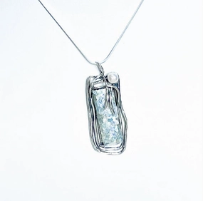 Roman Glass With Pearl Pendant In Sterling Silver Professional Look Magnificent Jewelry