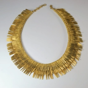 Fringe 18k Gold Collar Necklace | 15" | Personalized Craft Formal Event