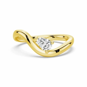 Pear Shaped Solitaire Wave Promise Ring Handcrafted Adornment