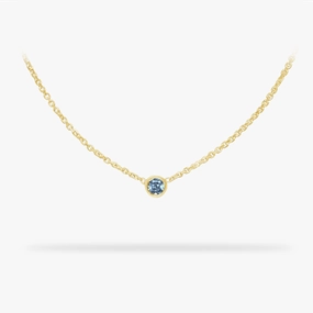 Birthstone Necklace March - Aquamarine 14K Gold Necklace Romantic Set