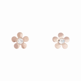 Rose Gold 70's Diamante Flower Stud Earrings Sparkling Essential