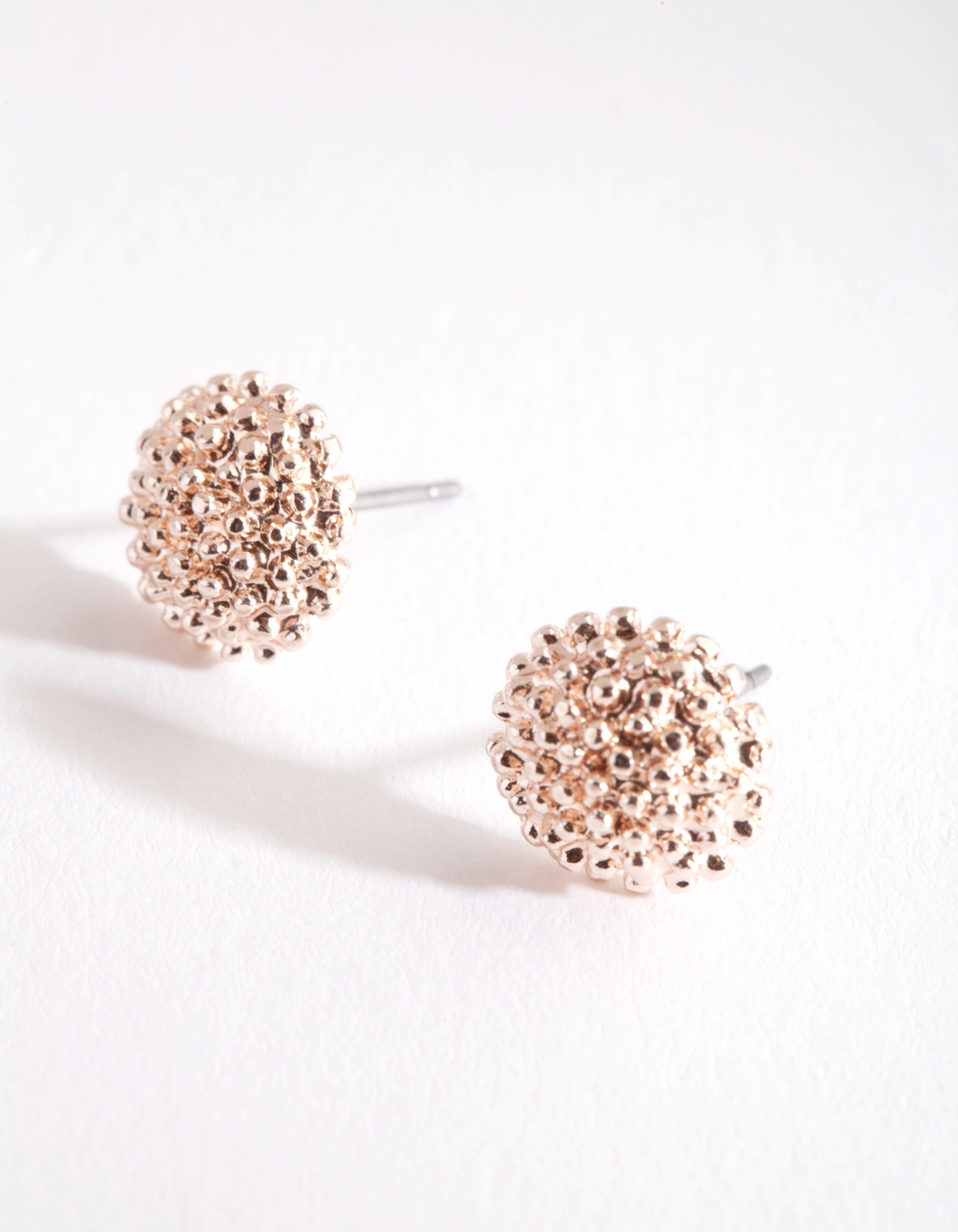 Festive Embellishment Rose Gold Crater Stud Earrings