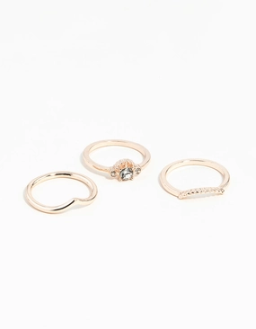 Rose Gold Diamante 3 Band Ring Stack Expert Artistry