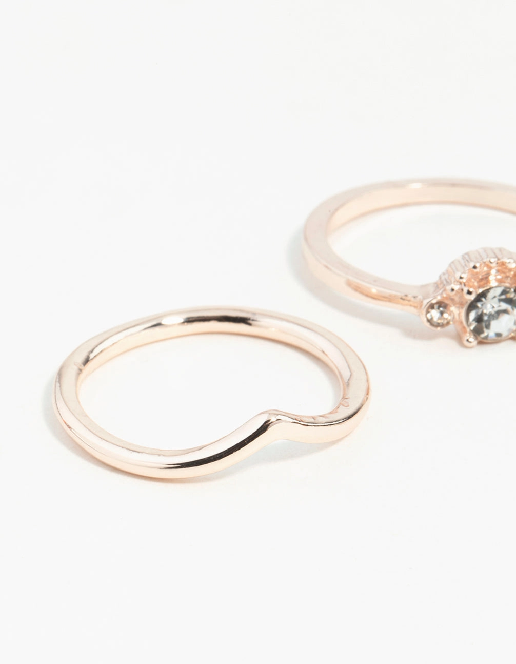 Luxury Line Rose Gold Diamante 3 Band Ring Stack