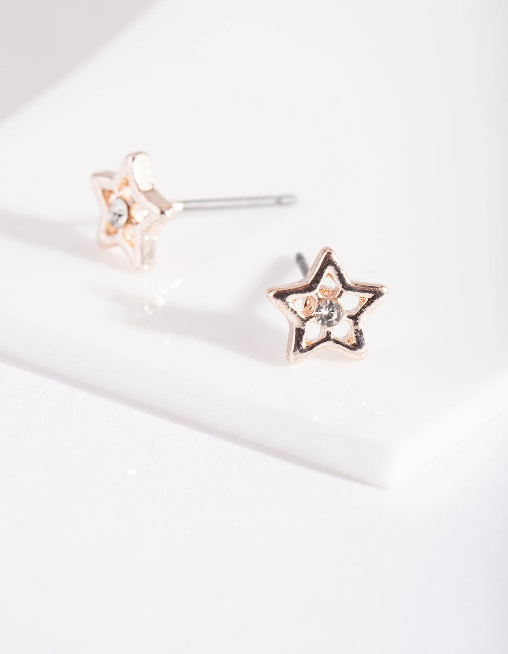 Rose Gold Diamante Star Stud Earrings Radiant Selection