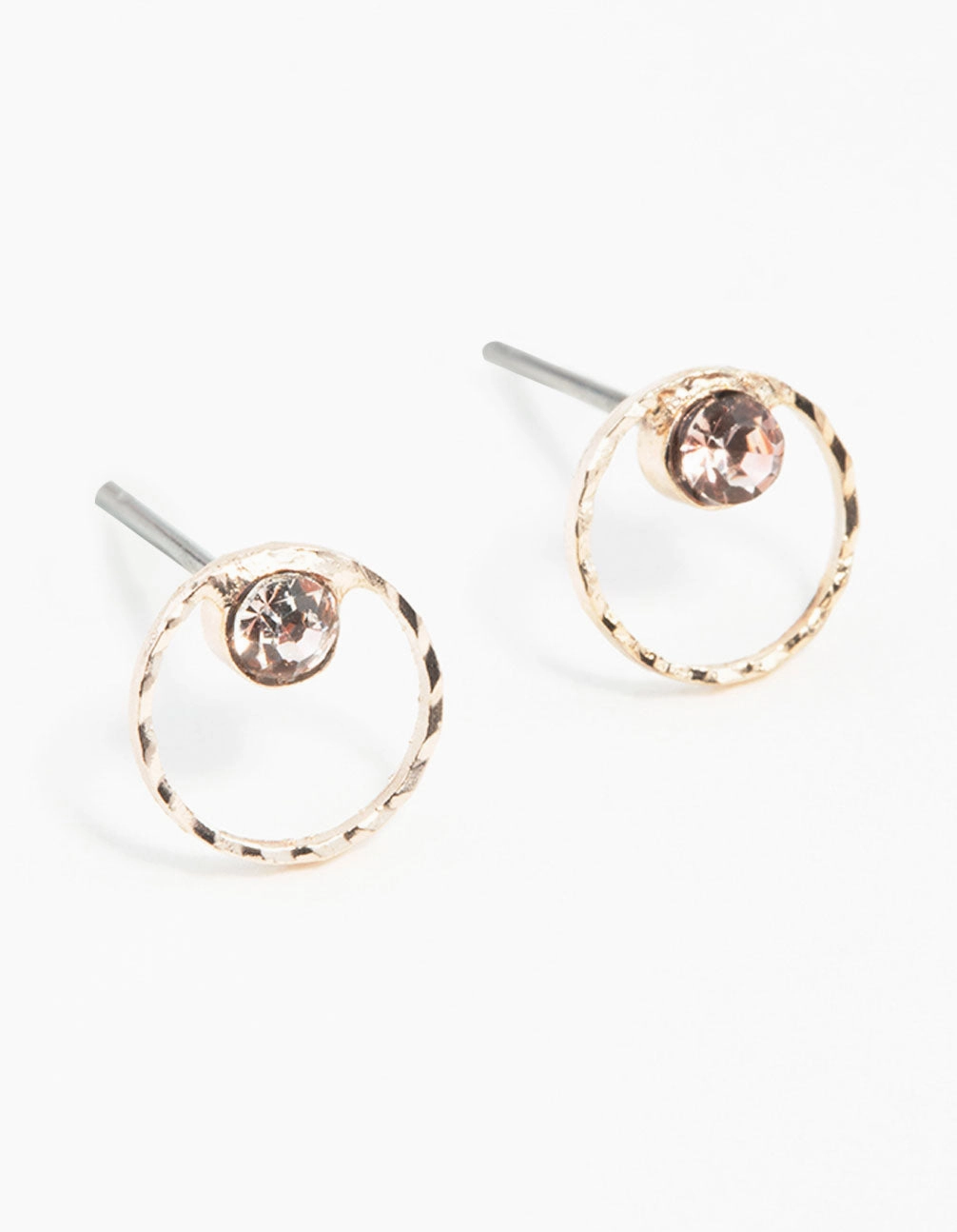 Circular Accessory Creative Item Rose Gold Geometric Circle Diamante Stud Earrings