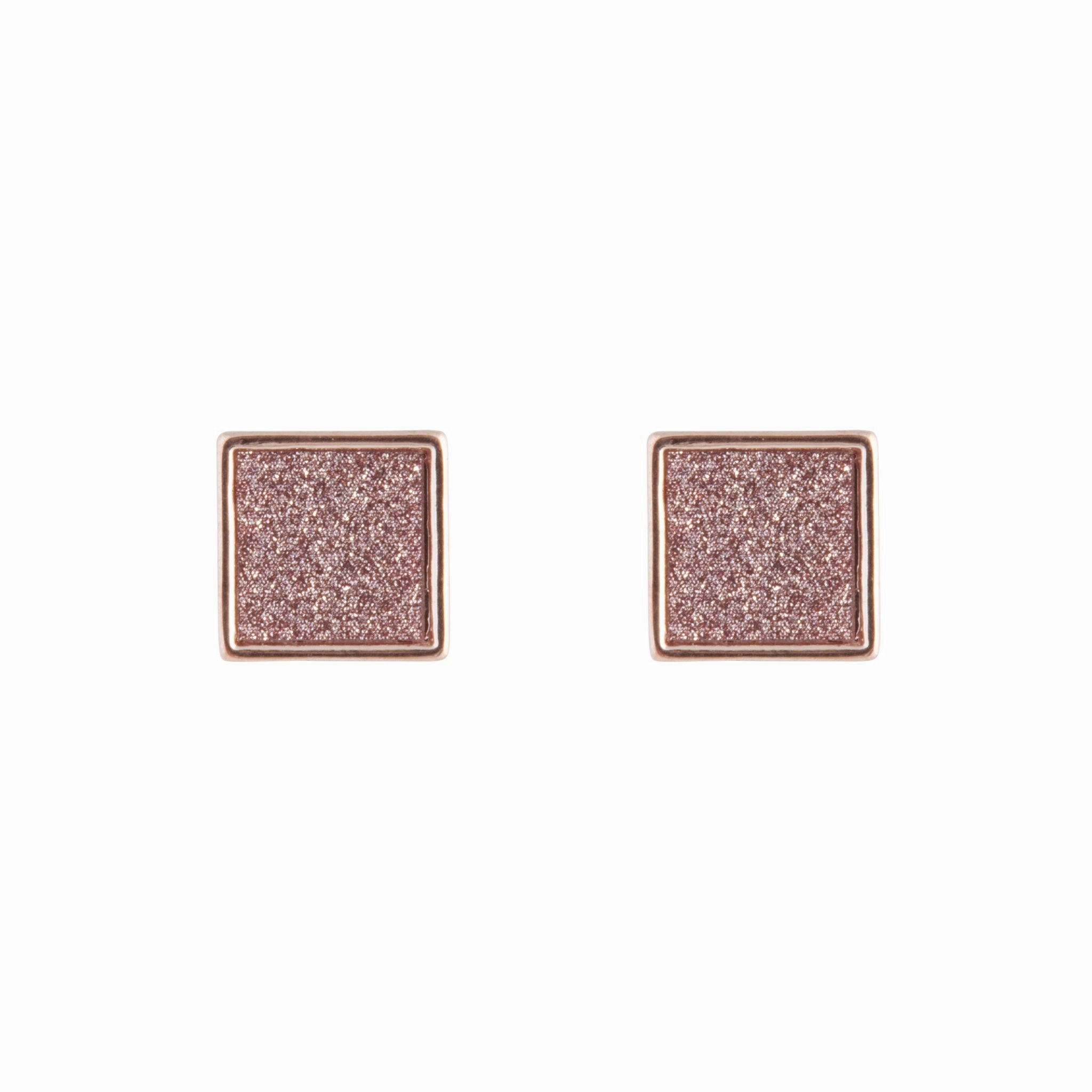 Graceful Product Rustic Accessory Rose Gold Glitter Inlay Square Earrings