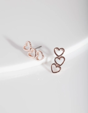 Rose Gold Heart Stud Earring Straight Adornment Comfortable Choice