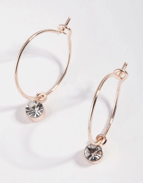Safe Item Modern Appearance Rose Gold Mini Crystal Hoop Earrings