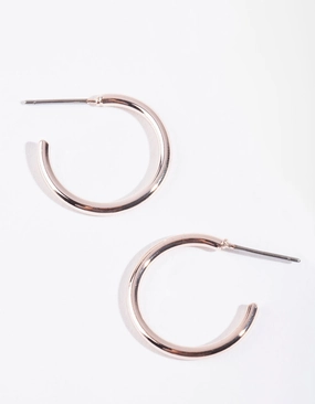 Social Trinket Rose Gold Mini Plain Hoop Earrings