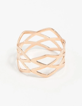 Dramatic Effect Superior Gift Rose Gold Multi Cross Over Ring