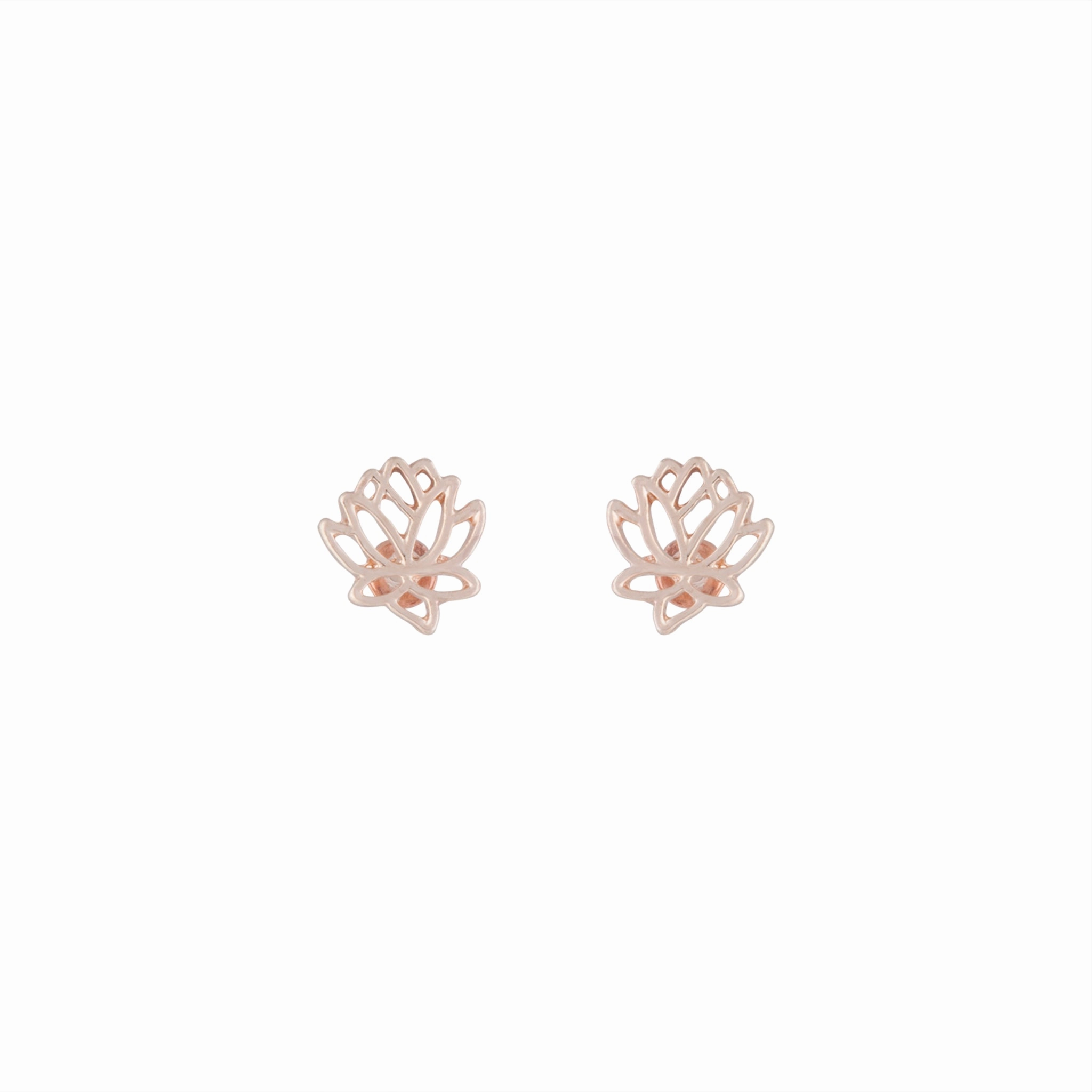 Rose Gold Open Lotus Earrings Delicate Ornament Comfortable Element