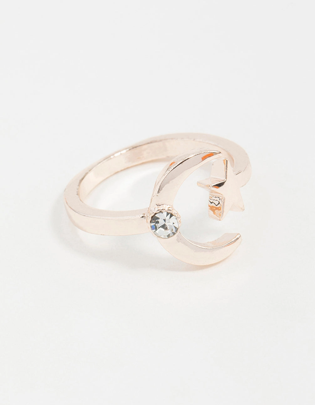 Rose Gold Open Moon Star Ring Elegant Motion Budget Adornment