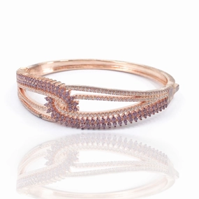Simple View Immaculate Detail Rose Gold Plated Sterling Silver Bangle Bracelet
