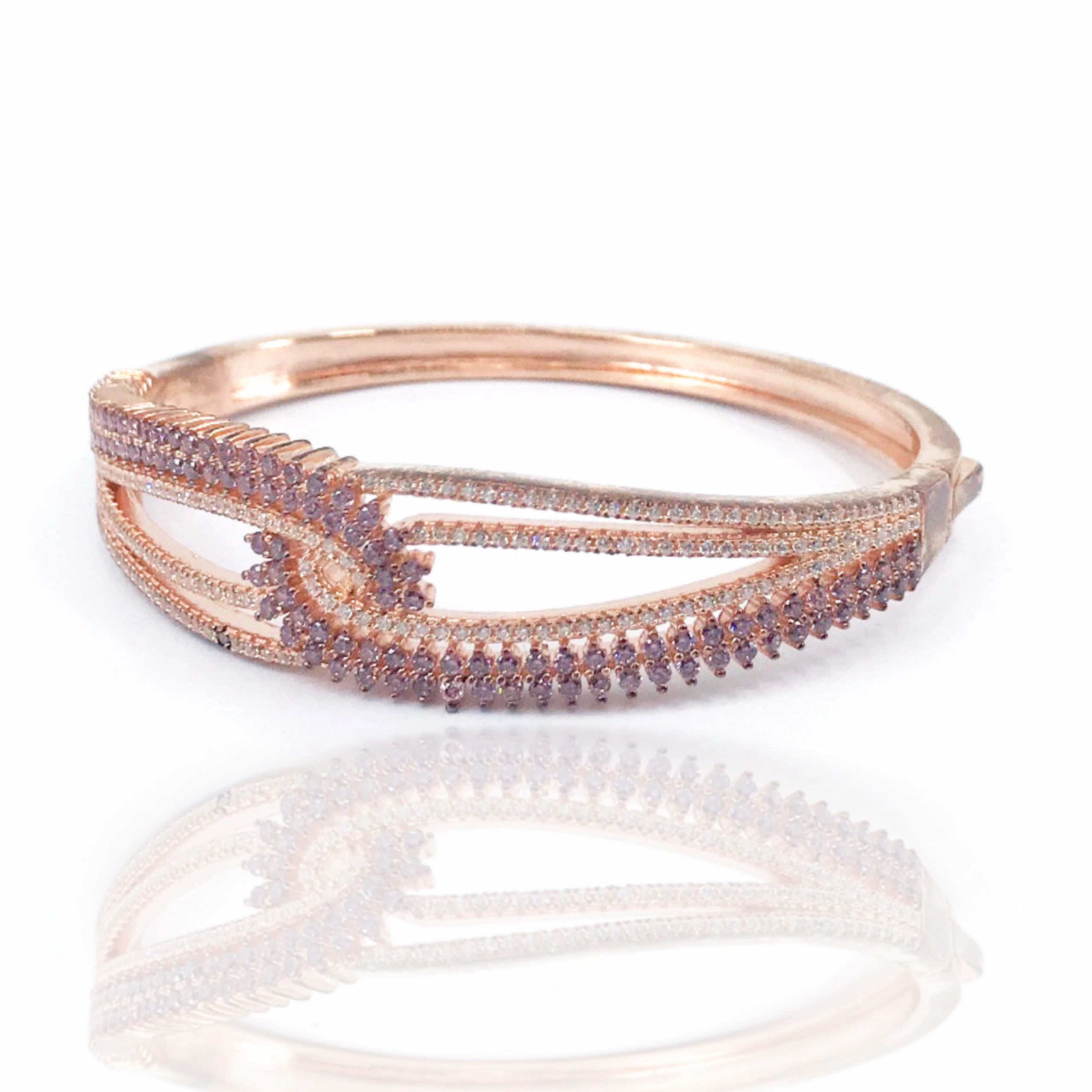 Adjustable Feature Throwback Detail Rose Gold Plated Sterling Silver Bangle Bracelet