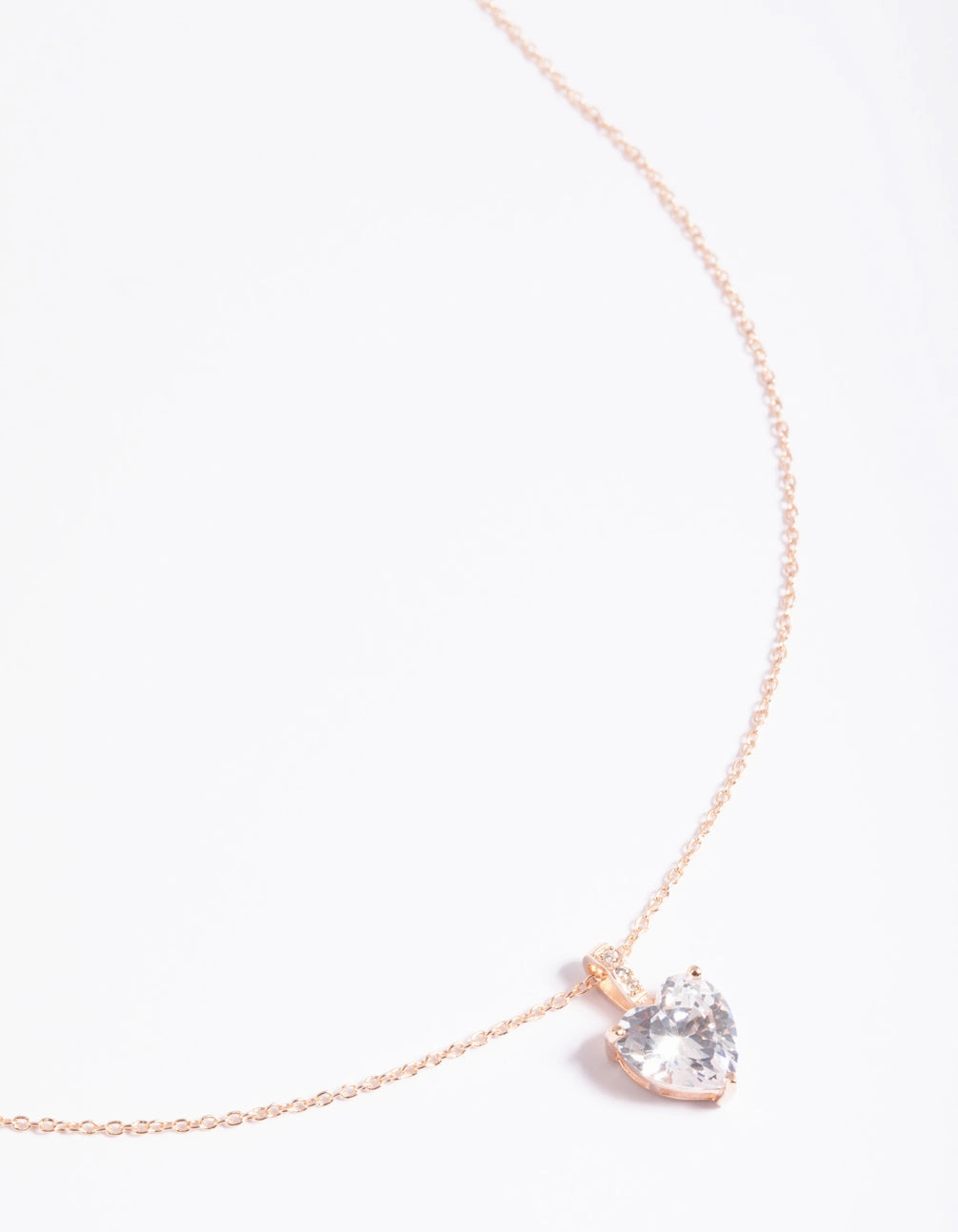 Rose Gold Plated Sterling Silver Cubic Zirconia Heart Necklace Unique Adornment Chic Spirit
