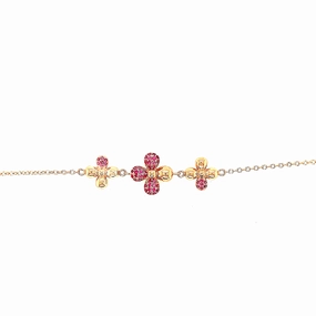 Rose Gold Plated Sterling Silver Flowers With Purple Stones Bracelet Beneficial Amalgamations