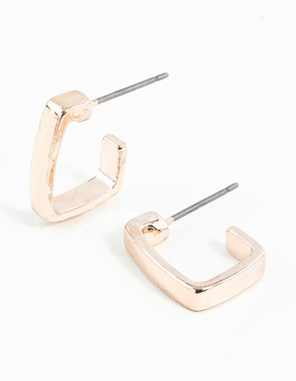 Rose Gold Thick Square Hoop Earrings Glossy Item